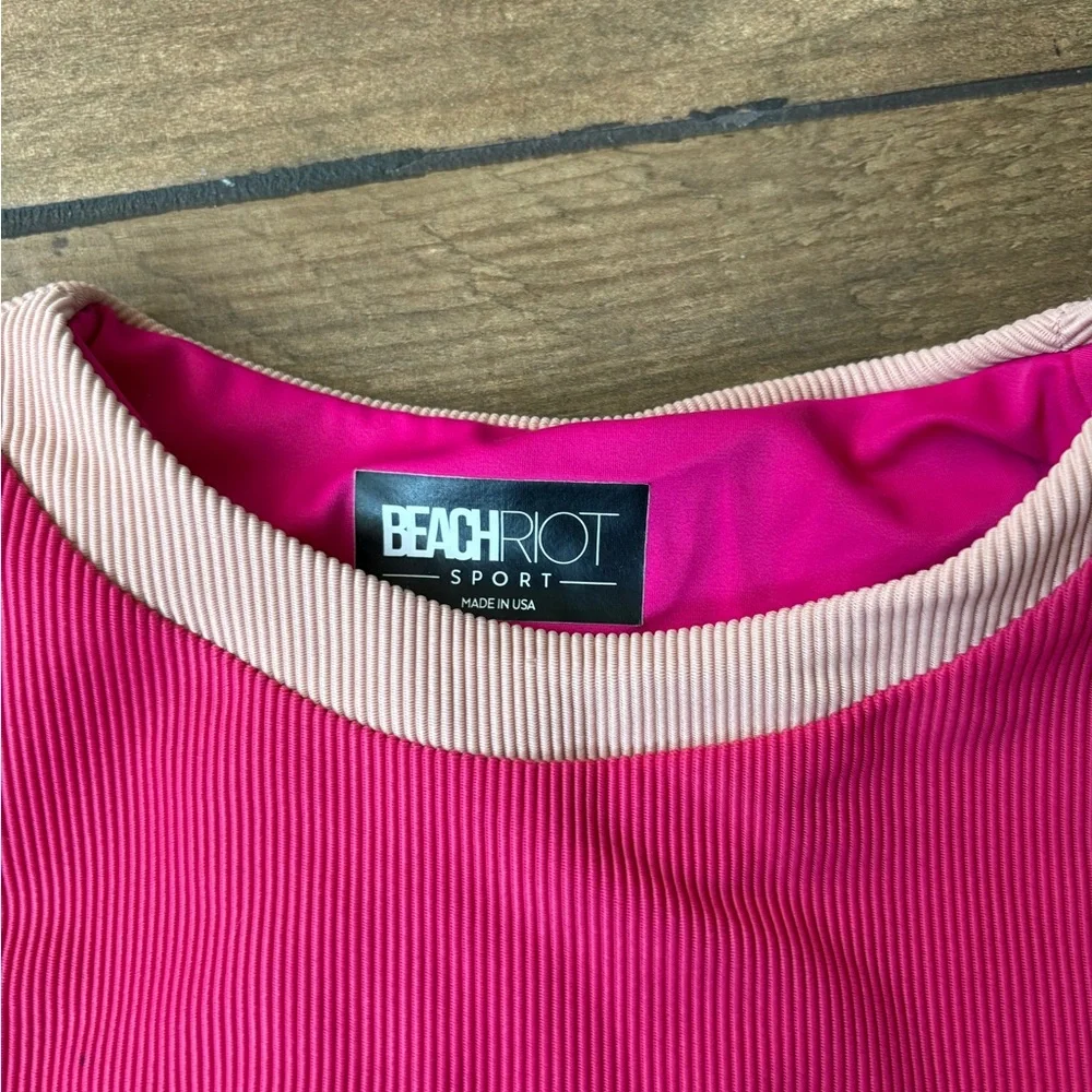Beach riot Gwen bra top in pink tan rouge colorblock medium NWOT - Picture 3 of 5